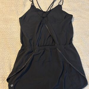 Lululemon “Sweaty or Not” Black Strappy Romper Skort Dress, size 10